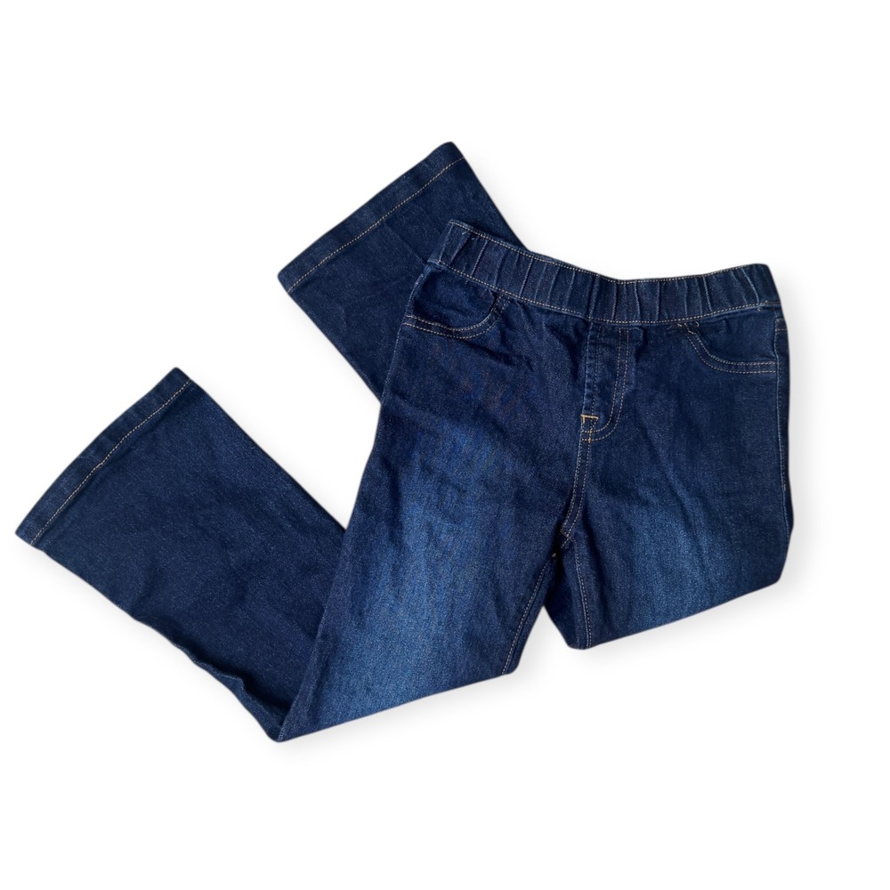 7 For All Mankind Kids Dark Wash Bell Bottom Jeans Size 6 Elastic Waist